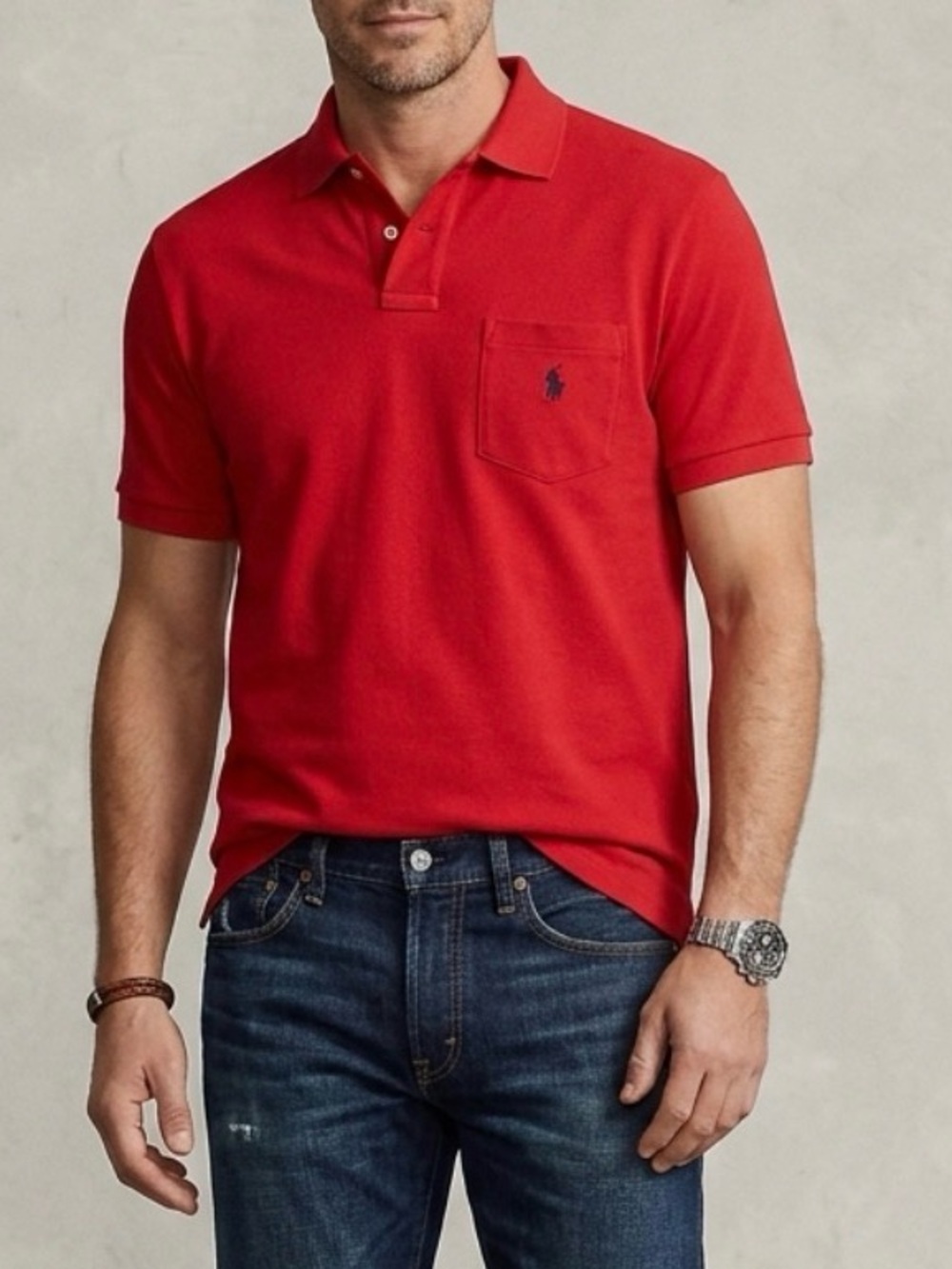 Polo Ralph Lauren Men’s Red Short-Sleeve Polo with Chest Pocket Size XXL.